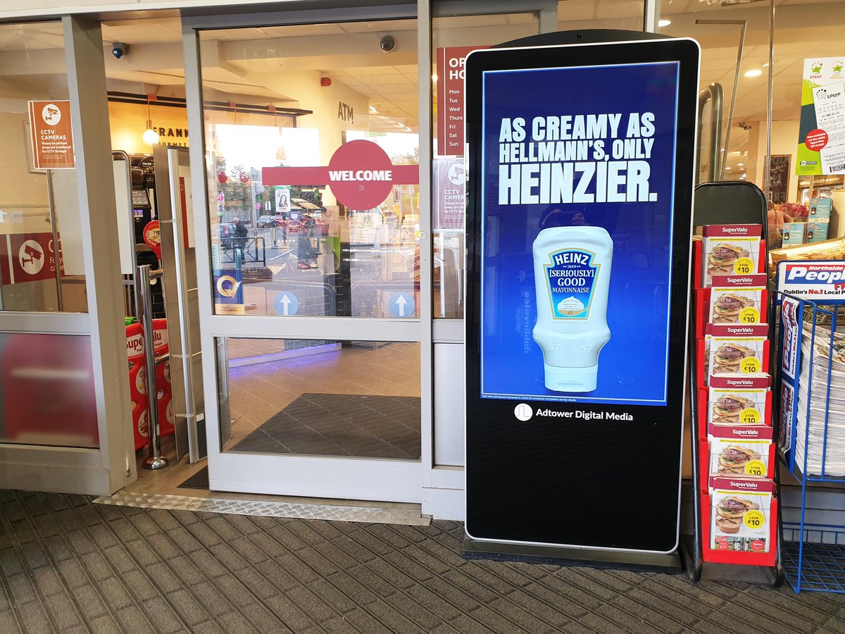 AdtowerLtd's tweet image. "As Creamy as Hellmann's, only Heinzier". Heinz on our SuperValu Digitower Network. #BrandActivation #SeriouslyGood #NationalCoverage