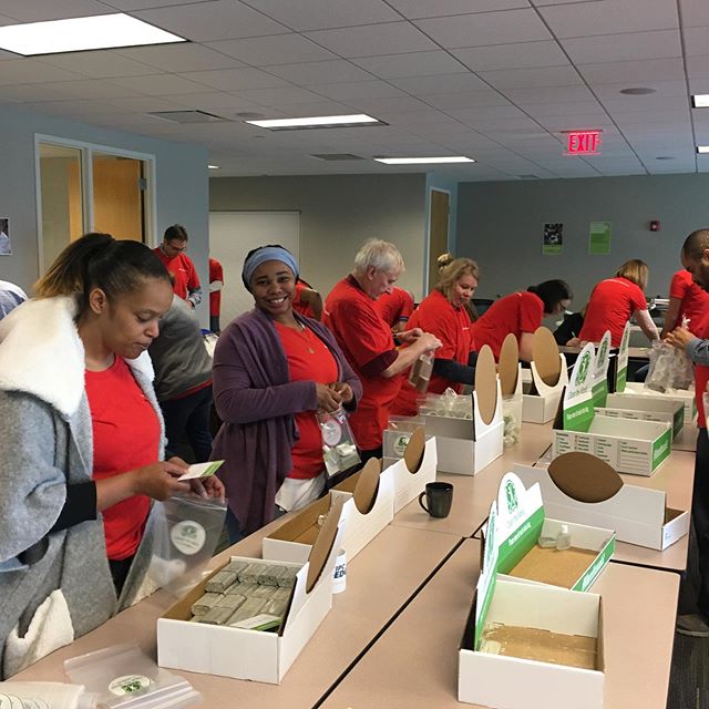 electronicsfdn's tweet photo. IPC employees building hygiene kits with #cleantheworld #soapsaveslives #ipccares https://t.co/H8yxlptkqU