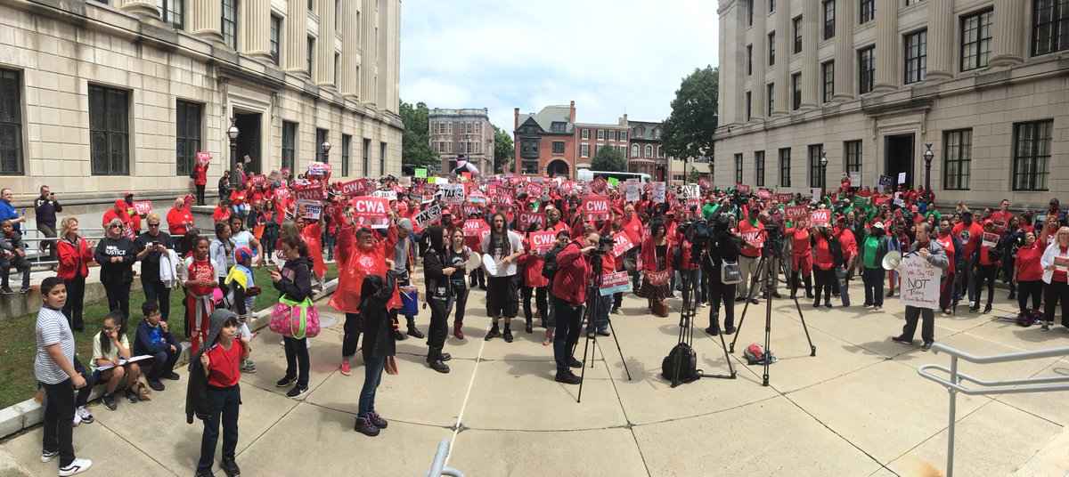 DavidCruzNJ's tweet photo. Unions and their progressive allies get ready for a large demo in favor of a #millionairesTax. “⁦@NJSenatePres⁩ you can’t hide. We can see your greedy side!” ⁦@GovMurphy⁩ ⁦@SpeakerCoughlin⁩ ⁦@NJTVNews⁩ https://t.co/pBpcQBrGMX