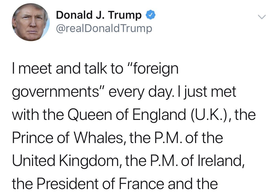 Good grief. The Prince of “Whales.” Narwhal, Beluga, or Humpback? Trump is an international embarrassment. This is going to be headline news in the UK, and he will be (rightly) ruthlessly mocked for it.