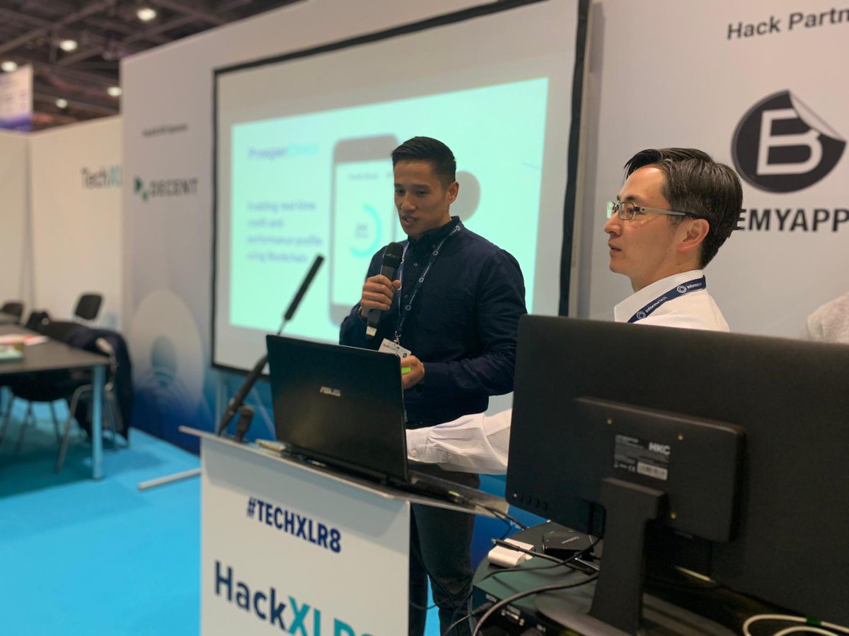 BeMyAppEMEA's tweet photo. Next up - ProsperChain is an investor CRM that monitors startup performance and credit risk. Using Blockchain to store real-time SME's Xero and bank account profiles and enable the investors to have a history of the business performance #HackXLR8 @TechXLR8 @LDNTechWeek https://t.co/ppOYdcfNBm