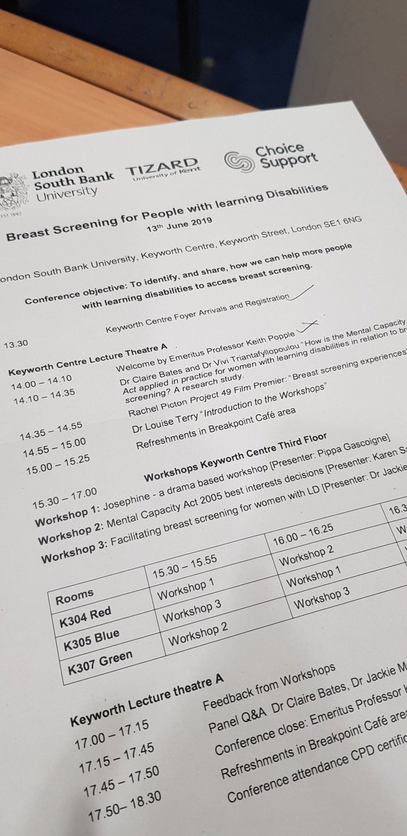 RachelPicton2's tweet photo. Great to be hosting our 1st conference on Breast Screening for People with Learning Disabilities. Claire Bates presenting her research & I'm debuting a film premier @LSBU @LSBU_HSC #project49 #LD https://t.co/1j1empvIzb