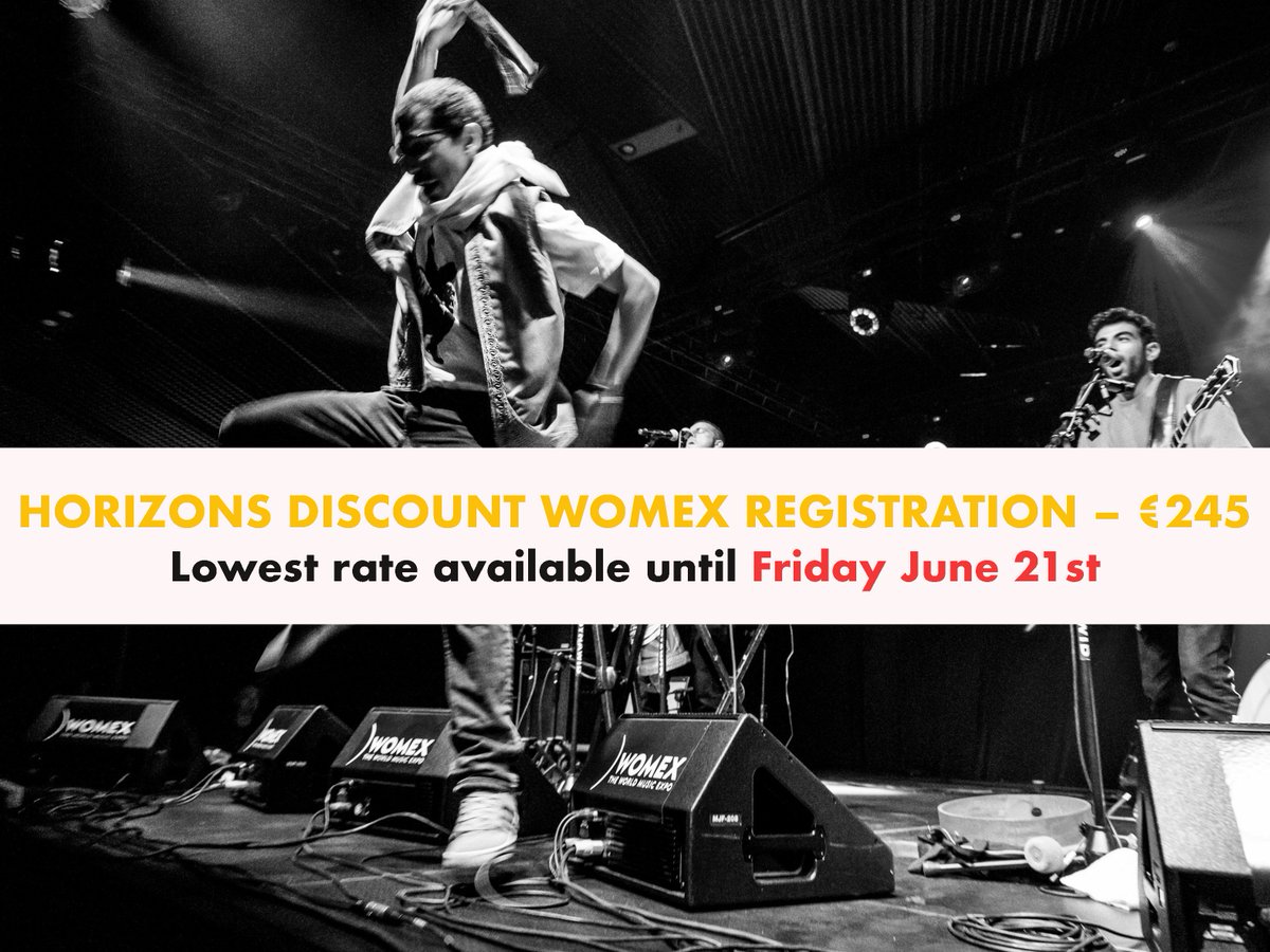 horizonswomex's tweet image. Register for @womex 19 via HORIZONS at the lowest discounted rate (only available until June 21st)! horizonsatwomex.com  🌍