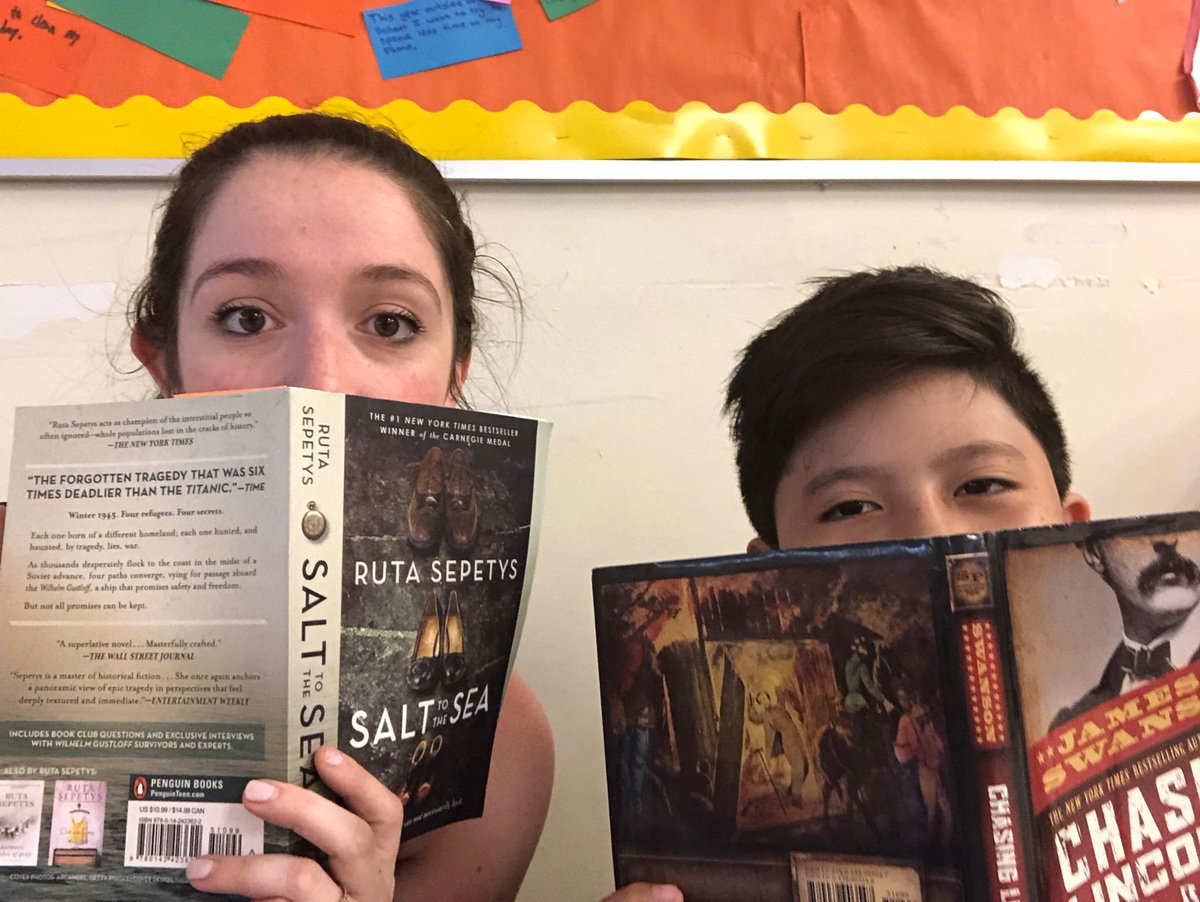 MsDaddazioAMD's tweet photo. We have been so busy in 224 that we haven’t taken any pictures in so long! Here’s our book selfie as we make our way through historical fiction book clubs on this rainy day ❤️ https://t.co/dzFgs6nMJn