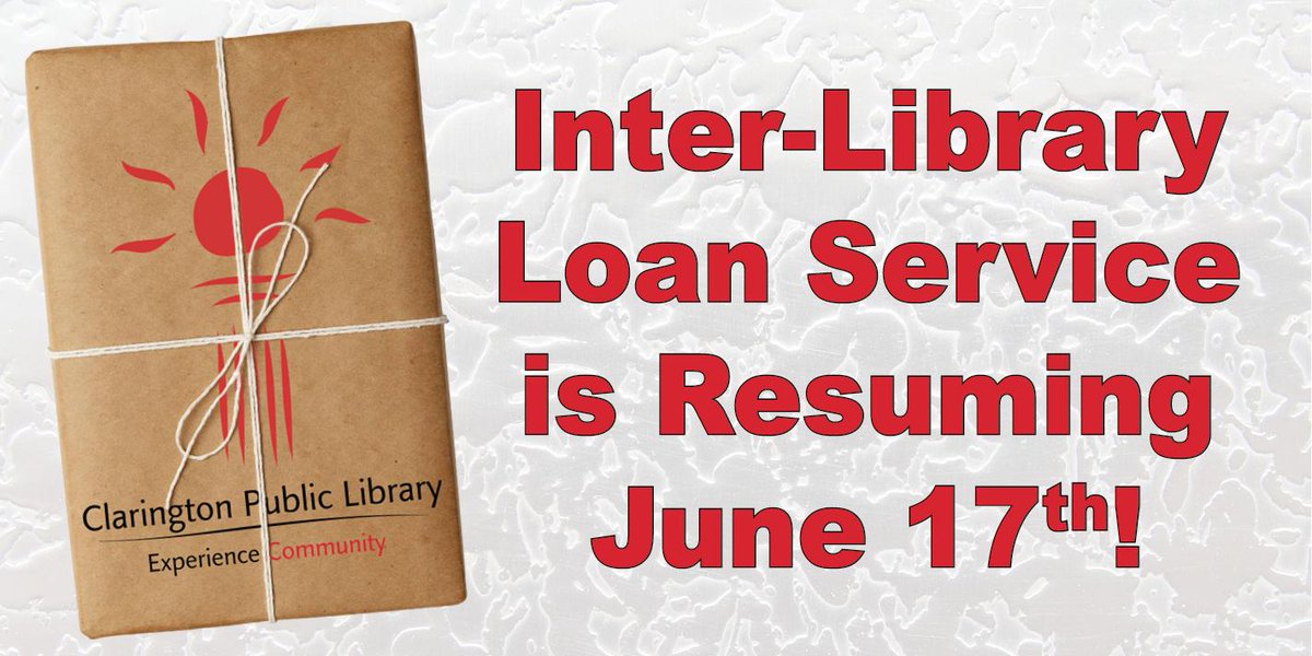 ClaringtonLMA's tweet photo. We're resuming our Inter-library loan (ILLO) service through .@solslib as of Monday, June 17!

Visit our website for full details and key changes to the service: https://t.co/KJHIdlL4fZ https://t.co/H69Bpd5nUy