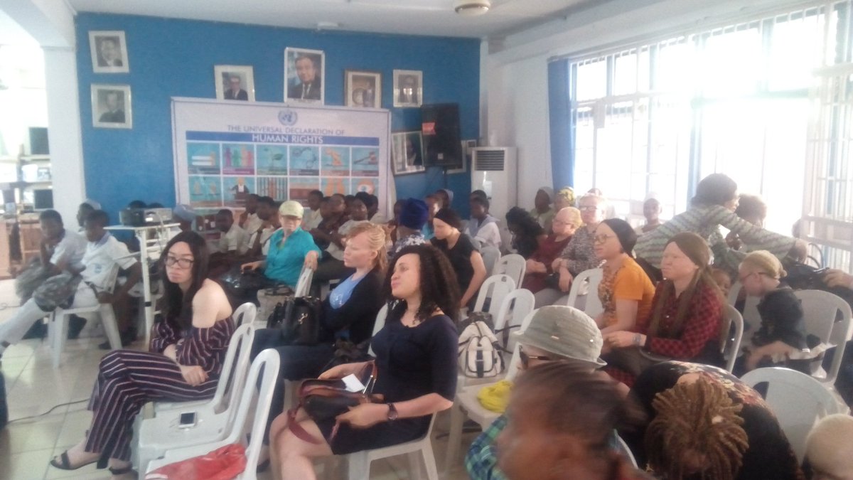 LucyOlaniyi's tweet photo. Happening now  @UNIC Lagos today 13th June. D CEO of @lucianoglobaldevelopmentinitiative Mrs @lucyadetuwoolaniyi at D #InternationalALBINISMAwarenessDay2019. Group of panels sharing experiences .#sdg #abinism2019 https://t.co/6rosBpWQ9z