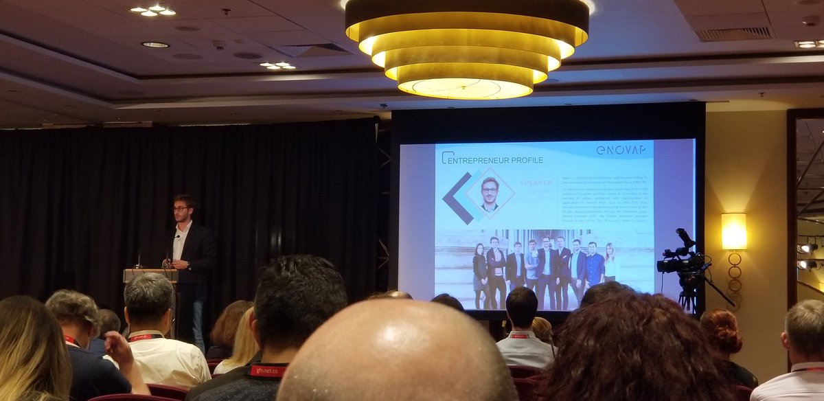 Was held up with work most of the day, but now getting to catch the end of the IsoNTech seminar. Alexandre Scheck of <a href="/meetEnovap/">Enovap</a> now speaking about an interesting invention to give users' better control of their vaping. #GFN19