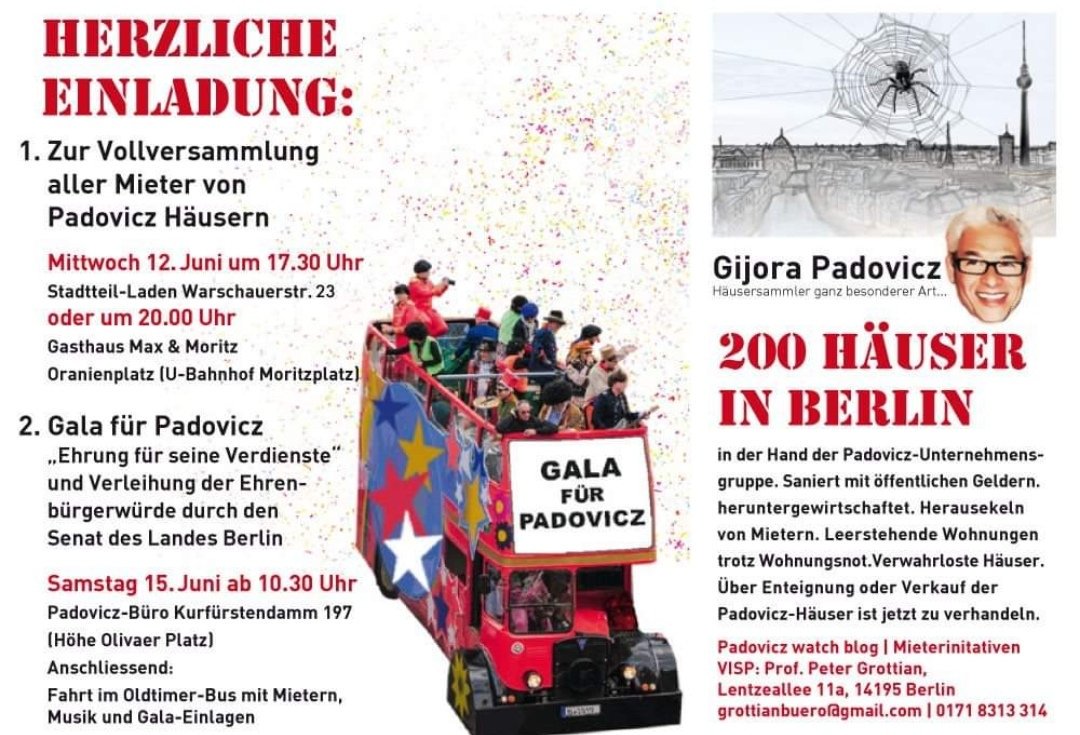 elbeeckeweigand's tweet photo. Dieser Aufruf liegt uns echt am Herzen! Die Leute von @padowatchblog  haben uns damals echt wahnsinnig unterstützt. Kommt am Samstag um 10.30Uhr alle zum Kurfürstendamm 197 und zeigt #Padovicz 💣wem die Stadt gehört!! https://t.co/xQKPItZVX5
