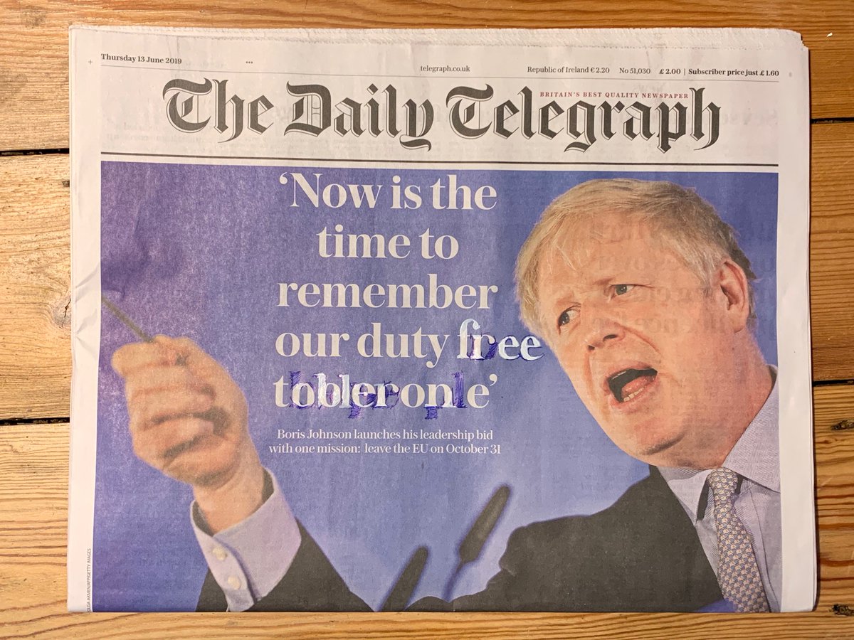 DailyTorygraph's tweet photo. New Daily Torygraph: Johnson tough on customs issue. https://t.co/0drUPpT3CC https://t.co/x0S3g00lHy