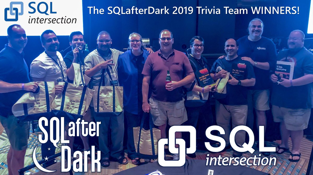 KimberlyLTripp's tweet image. Last night's #SQLintersection #SQLafterDark trivia team winners cleaned up! Awesome swagbag w/extra raffle tickets (each round's winners got 1x) made 4even better odds w/our HUGE HAUL of books (thanks @bobwardms, @SQLPedro, @SQLGoddess) + prizes (@BrentO, #SQLskills, @SentryOne)