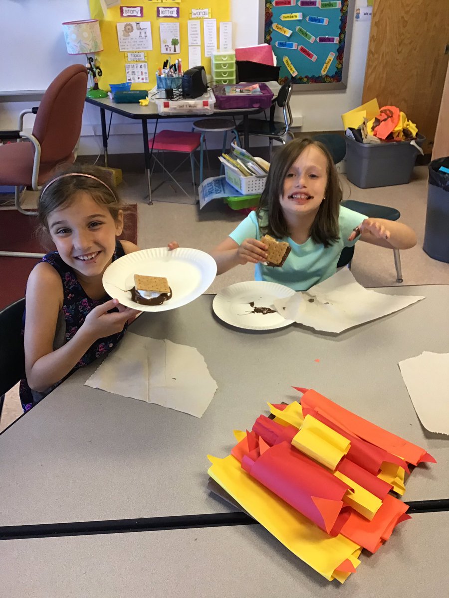 Building campfires and enjoying s’mores☺️ to kick start “camping day.”