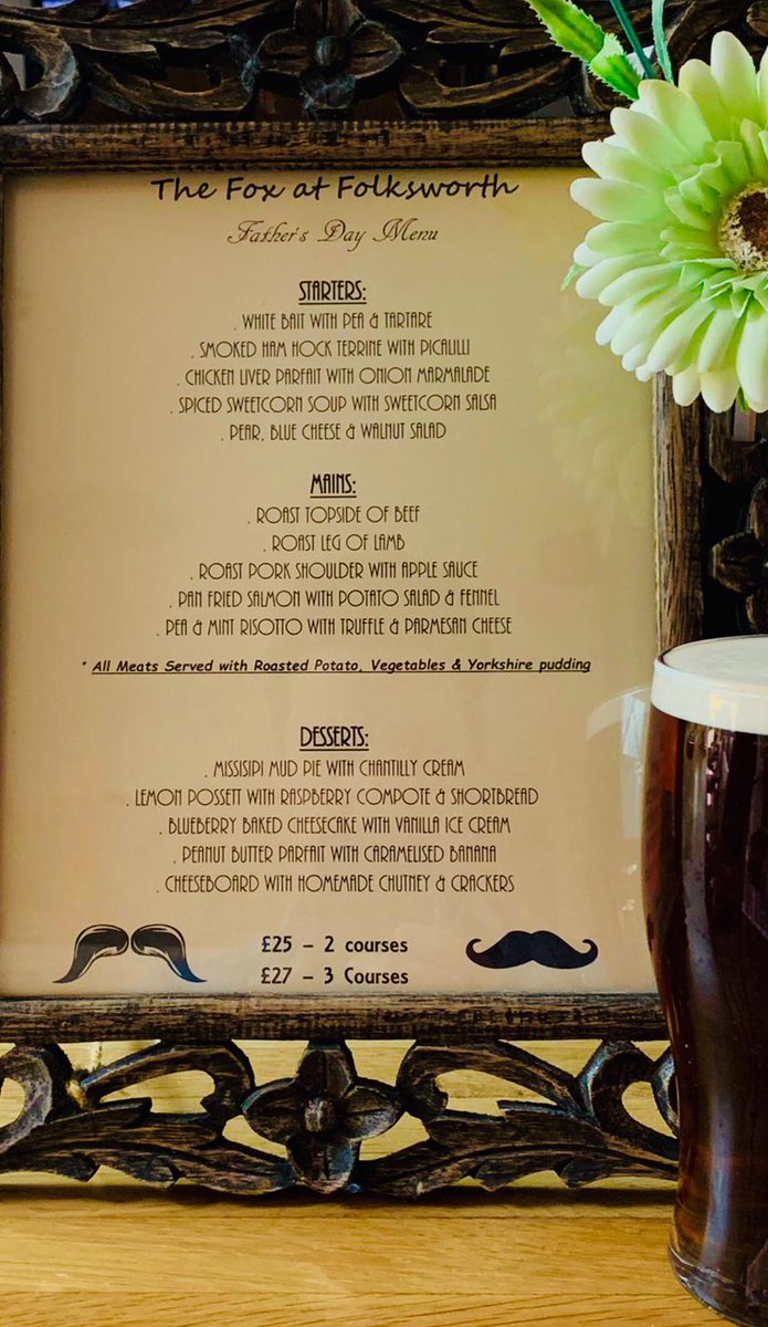 Last few tables left for Father's Day, this Sunday 16th June. Book now for an amazing 2 or 3 course dinner from only £25 😊😋

Call us on 01733 242867 to reserve a table or book online foxatfolksworth.co.uk/make-a-reserva…

#FathersDay #Dinner #PoshNosh #FathersDay2019 #Celebrate