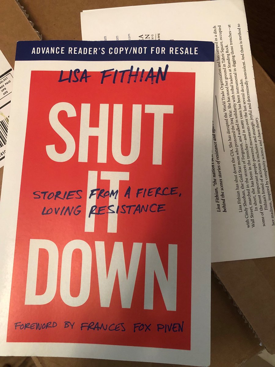 E_MarieH's tweet photo. I am SO excited for this book from 
@chelseagreen
 by Lisa Fithian. 
Shut it Down: Stories from a fierce, loving resistance. Out this Sept! Book review coming soon

#newbook #resistance #protest #change #activism #shutitdown #bookreview #comingsoon https://t.co/LL7BG3HCFV
