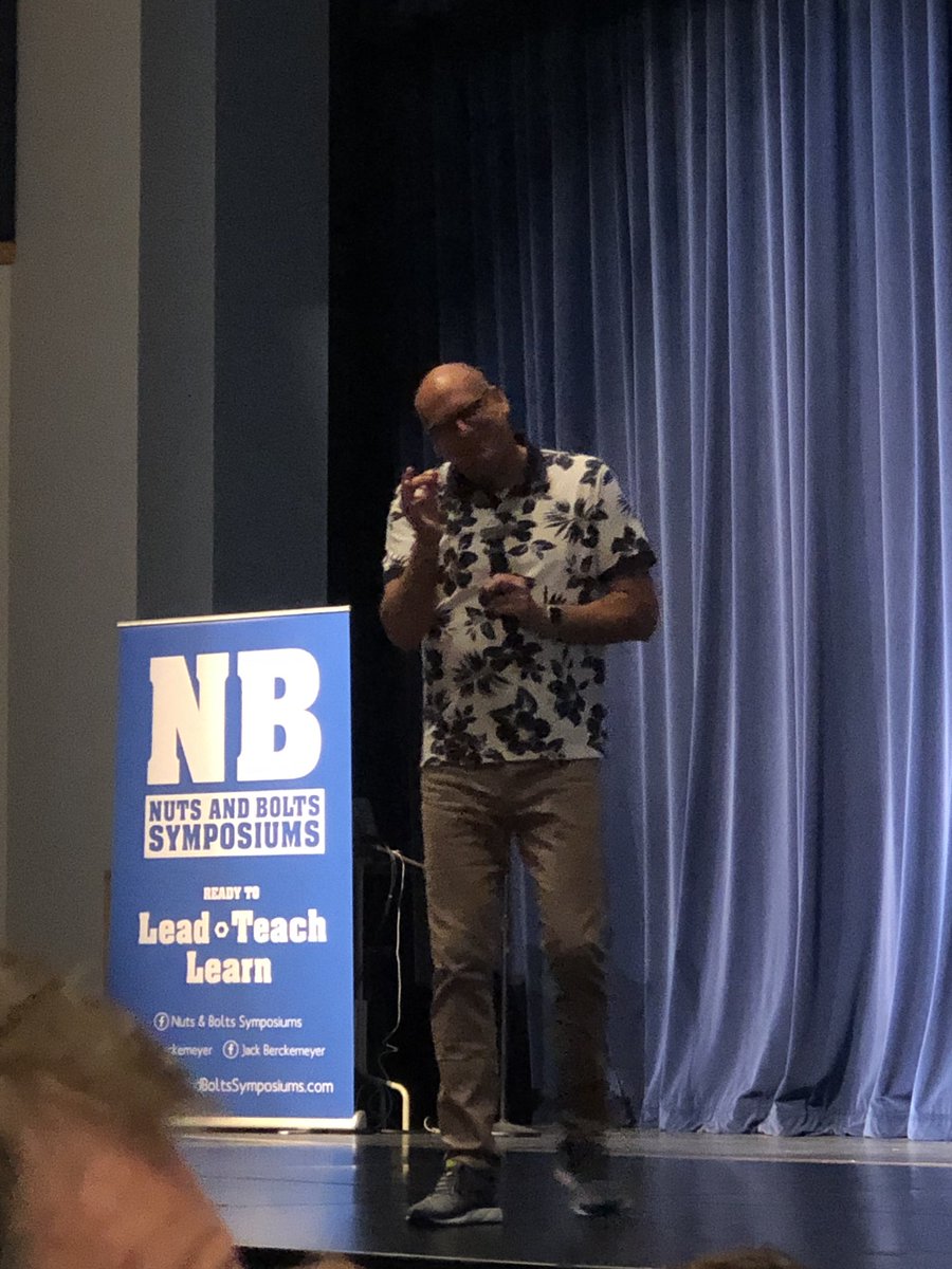 KittyHerbel's tweet photo. @JBerckemeyer #nutsnbolts19 Funniest keynote ever!! Teachers always need a good laugh! https://t.co/fn4D2R636b
