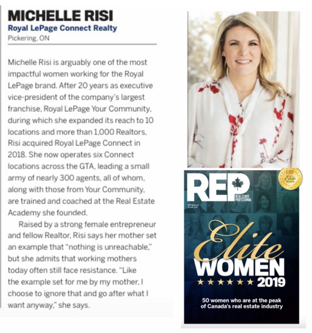 YourCommRealty's tweet photo. Congratulations to @RisiMichelle who is featured as in the Top 50 Elite Women in #Canadian Real Estate by #REPMagazine!! We are so proud of you! https://t.co/yFBfZtO7dM
