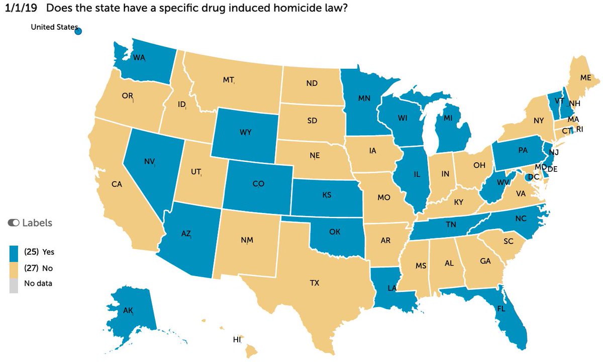 PDAPSbyCPHLR's tweet image. Did you know the U.S. has a federal drug-induced homicide law, and 24 states have their own DIH laws? We teamed up with @HiJAction to create a new drug-induced homicide dataset tracking laws across the country. Check it out now at PDAPS.org!