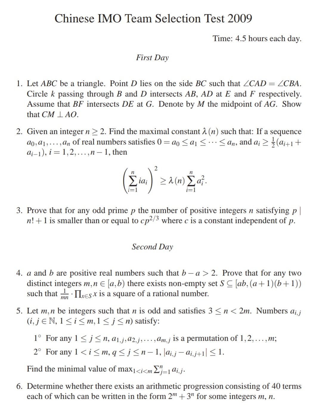 Koshiek Karan Here S The Chinese Math Olympiad Selection Test It S A Bit Harder Than The Grade 6 Test It S Actually Wild