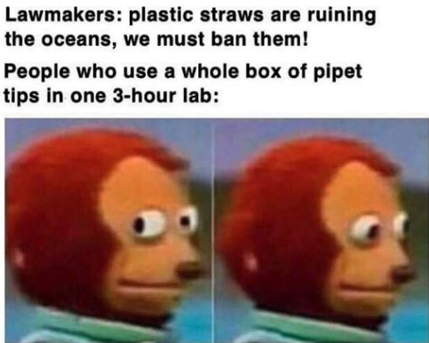 SantaCruzBio's tweet photo. #ScienceFunny #Biotechnology #pipets #plastic #recycling #Laboratory #oceancleanup #oceans #awkward https://t.co/lJAVe7AC1q