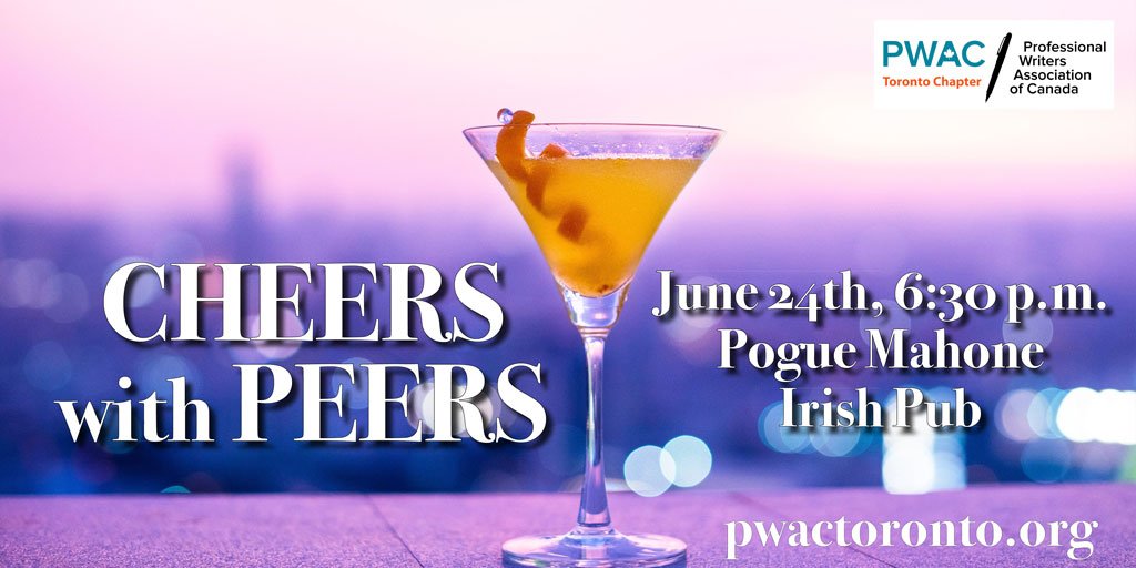 Don't forget to mark your calendars: this year's first Cheers With Peers is coming up on June 24th! Let us know you're coming via the event on our FB page (facebook.com/PWACTorontoCha… …) and we'll save you a seat. #freelancer #writer #editor