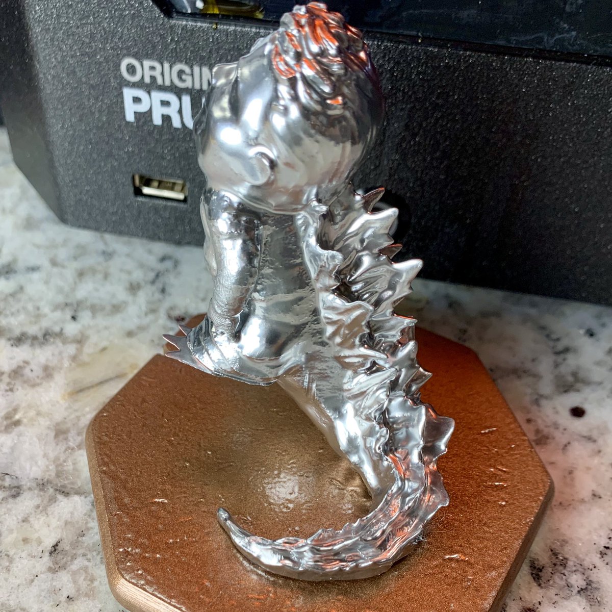 crussty's tweet photo. When life gives you lemons, you make Lemon Drops... When life give you print fails, you turn them into trophy’s!!!
#BarnZilla by @ChaosCoreTech, remixed on the fly by the @Prusa3D SL1, and made epic by Rustoleum!!!
#SLAingIT!! #SL1 #RESINation https://t.co/8XPjsmS9pw