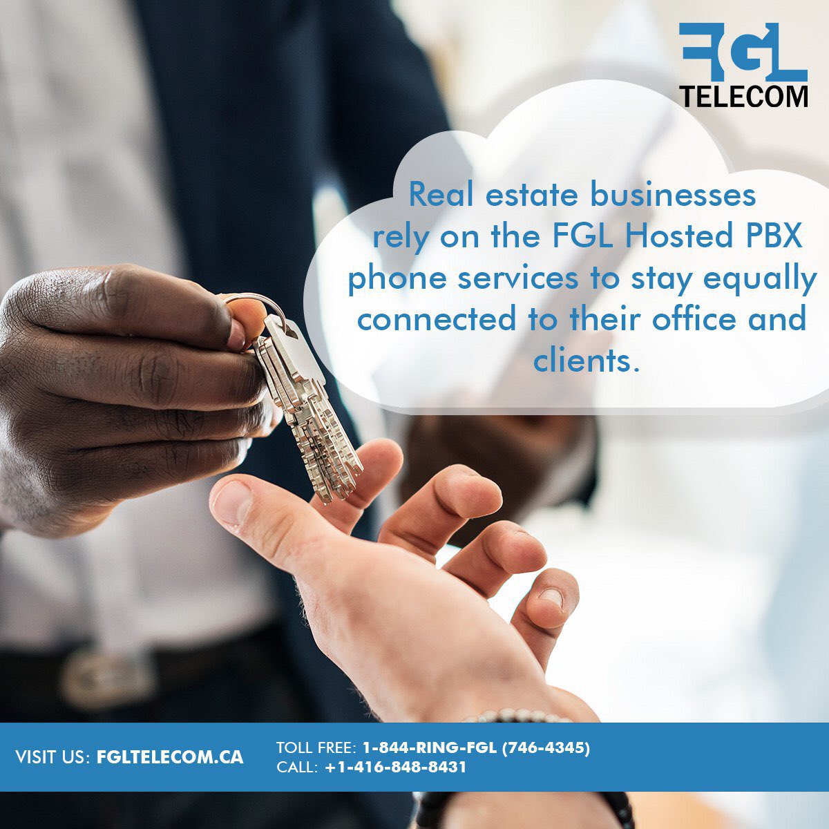 fglvoice's tweet photo. Benefits of FGL Telecom in Real Estate industry 

-  Busy front desk management
-  Forward calls to cell phone
-  Control incoming calls and more... #cloud #businesscloud #business #RealEstate #phoneservice #fgltelelecom #calling #cellphone #hostedpbx #office #canada #toronto https://t.co/NZkuXe18eR