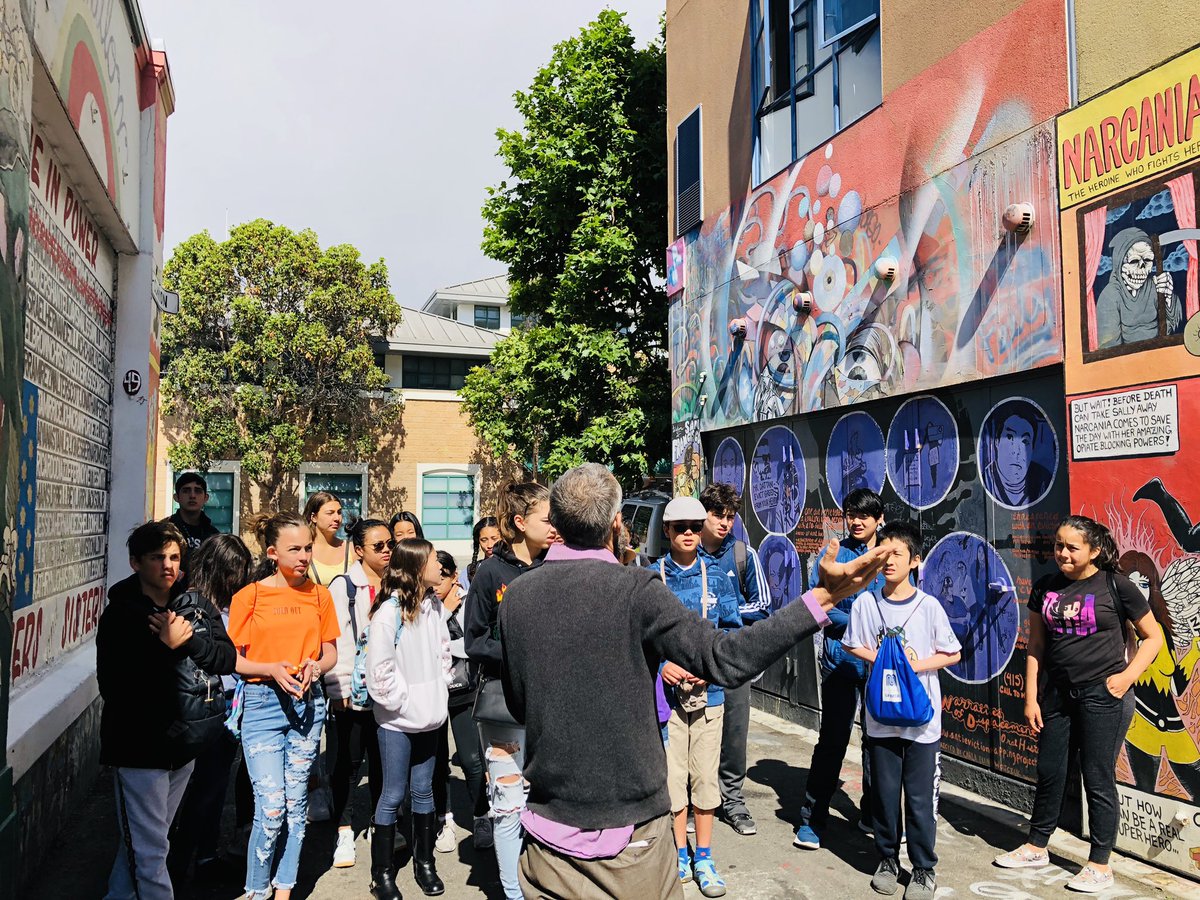 ReeseDeRo's tweet photo. @SHCinSF writers learned so much about the power of art as activism at the #clarionalley mural project today! #shcsummer https://t.co/P2btV97kOz