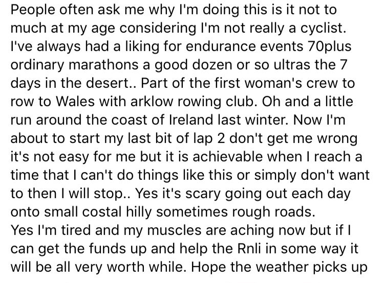 Mary is back in beautiful Donegal and getting ready to set off on her final leg of #LapoftheMap2019 🚴‍♀️.

She’s heading from <a href="/Atlantic85/">Bundoran RNLI Lifeboat</a> at 10am tomorrow, and making her way to Killybegs.  

A little insight as to why she’s doing this - from her Facebook page