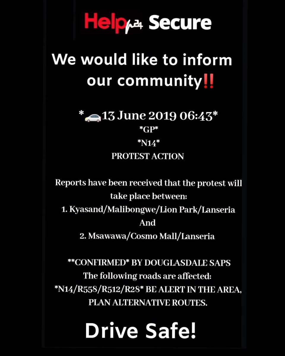 Help24Group's tweet photo. Help24 Secure would like to make everyone aware of tomorrows protesting 💥.. Please drive safe and stay alert! 🙏🏼..
 #secure #safety #familysecurity #alwaysthere #protection #wehaveyoucovered #community #keepyousafe #security #protectingyou #beaware #letsbevigilant #help24secure https://t.co/fxuq5U5rqF