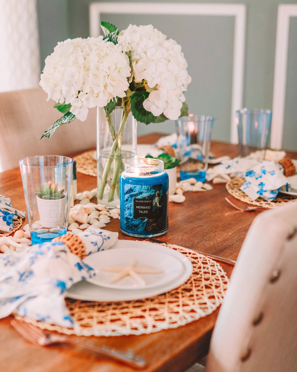 adaydreamlove's tweet photo. Added this @VillageCandle Mermaid Tales fragrance to my summer tablescape #ad #VillageCandle #VCFantasy https://t.co/bp2woVZyrl