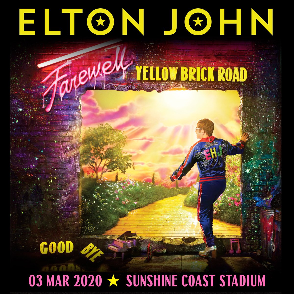 CouncilSCC's tweet image. Grab your oversized glasses 🤩 and sequined jackets and prepare to paint the town yellow and pink - @eltonofficial is coming to the Sunshine Coast! 🎤🤩 🎹 Sunshine Coast Stadium on Tuesday March 3 next year.