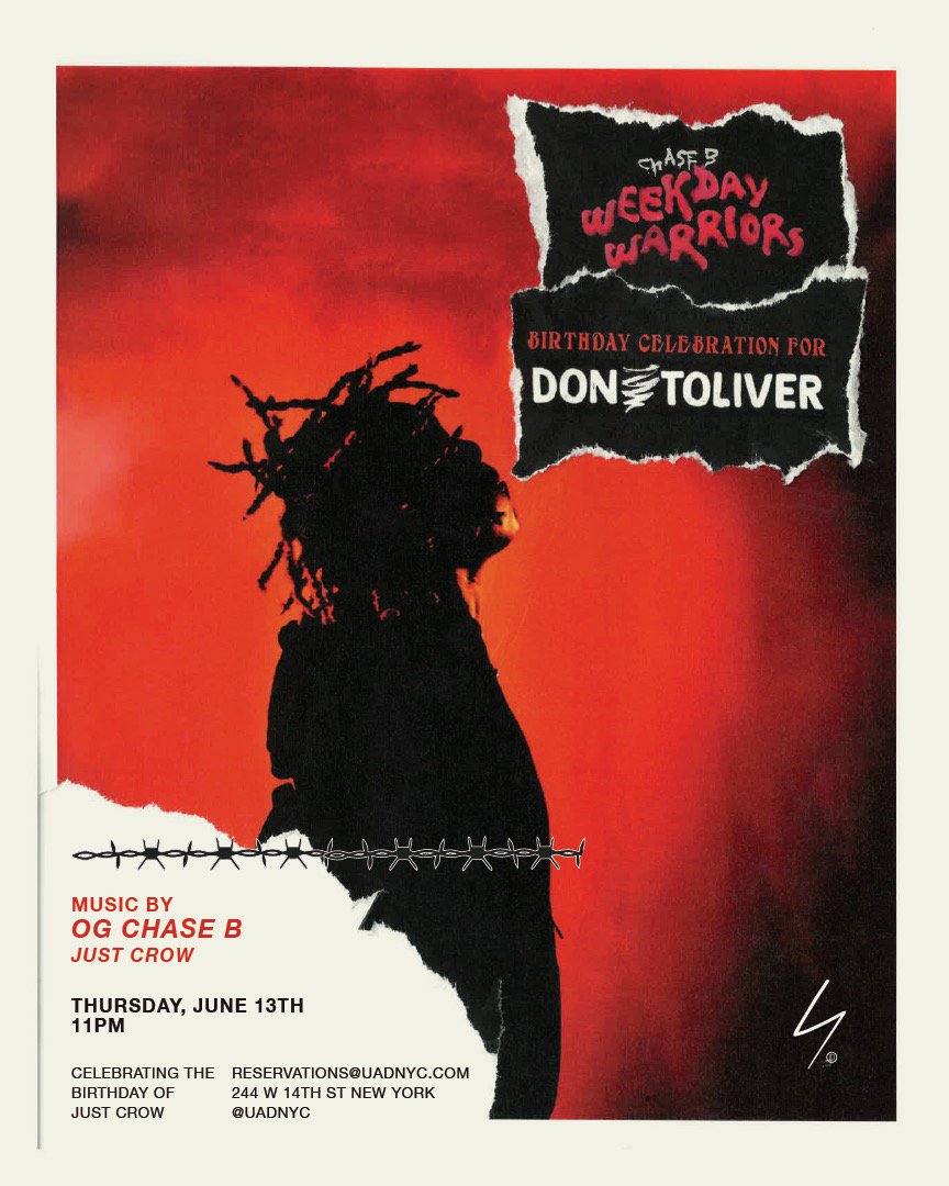 🚨TONIGHT🚨 @dontoliver birthday celebration🌪#WeekdayWarriors 🌪 <a href="/ogchaseb/">CHASE B</a> 🌪 <a href="/justcrow/">Just Crow</a>⚡️ #UADNYC