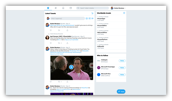 Eickhel's tweet photo. What can we learn from #PowerApps #PowerTwitter?
🔹 Responsive design
🔹 Components
🔹 Regular expressions
🔹 Optimized images
🔹 And much more…
Check out the latest version: https://t.co/JY8N96WJvu
More info: https://t.co/rYdIV7lIae https://t.co/TJtI9VXjxU