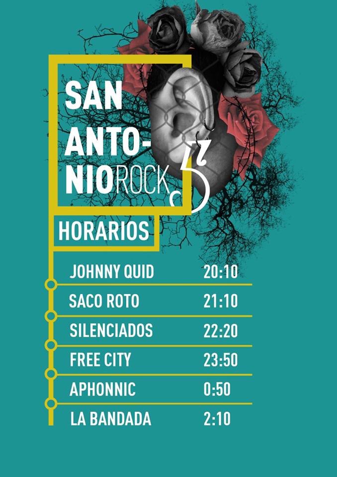 Mañana llega la quinta edición del San Antonio Rock Festival. Evento hermano que este año nos trae de manera gratuita a <a href="/aphonnic/">Aphonnic</a>, @Freecitypucela, <a href="/silencioagrupo/">SILENCIADOS</a>, <a href="/Saco_Roto_Rock/">Saco Roto</a>, Johnny Quid y <a href="/labandadarock/">La Bandada</a>. Vamos! 🔥