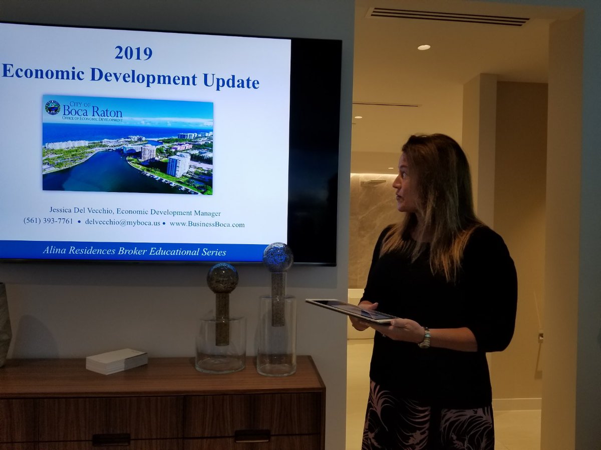 BocaDev's tweet photo. Loved giving our economic development update at the beautiful @alinabocaraton sales gallery!  

#GoodBetterBoca  #LiveBetterLiveBoca #JoinUs https://t.co/XqLuJx7OmD