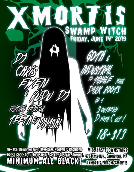 Xmortis Swamp Witch is THIS FRIDAY 6/14/19! 
facebook.com/events/1166744…

#xmortis #gothnight #gothic #goth #gothiclolita #nugoth #tradgoth #gothclub #witchgoth #darqsalem #industrialmusic #bostongoth #gothboston #gothicboston #pastelgoth  #trad #nugoth  #gothicsalem