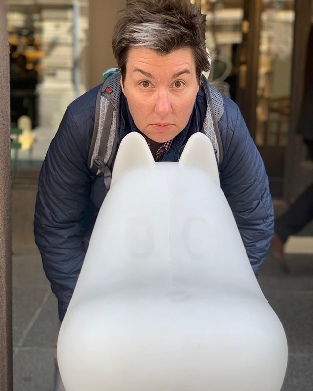 zanymomintx's tweet photo. I am obsessed with this adorable Finnish character Moomin. This was outside a coffeehouse in Helsinki, Finland. Inside there were stuffed Moomin characters on the seats-coffee & pastries. So fun & unique *
*
*
#helsinkifinland #moomin #barsonadventures #… https://t.co/M9sP8JCnDv https://t.co/y9dgx9VLzd