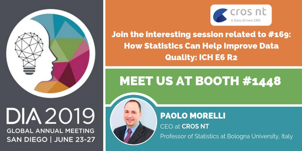 CROS_NT's tweet image. At #DIA2019 next Monday, June 24th, there will be a great session related to #169: How Statistics Can Help Improve Data Quality: ICH E6 R2 -   (link: lnkd.in/gPAftbd)
 
Join with us! Our Team will be there

@DrugInfoAssn
 #StatisticalMethodology