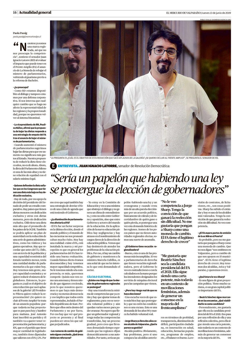 LatorreJI's tweet photo. En conversación con el @mercuriovalpo hable sobre varios temas, como el anuncio del presidente de reducir el número de parlamentarios, elección de gobernadores regionales, cambio de gabinete, entre otros. Hoy salió la entrevista y la puedes mirar acá 👉🏽https://t.co/ECYpm8YDOv https://t.co/X3CG76O1Xq