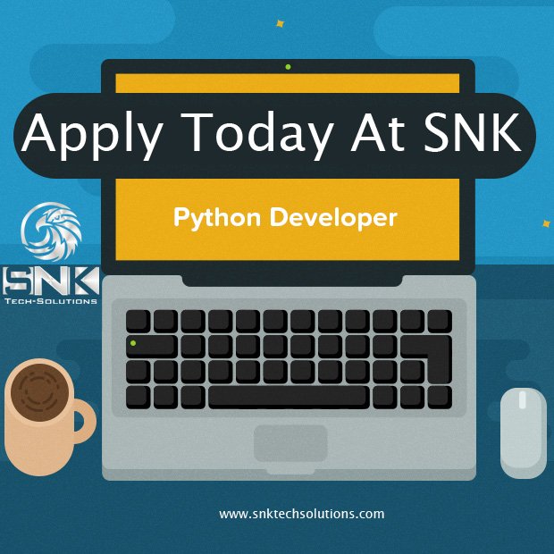 snk_tech's tweet image. POSITION OPENING FOR #PYTHON_DEVELOPER.
AT #SNK_TECH_SOLUTIONS
For More Details Visit : snktechsolutions.com