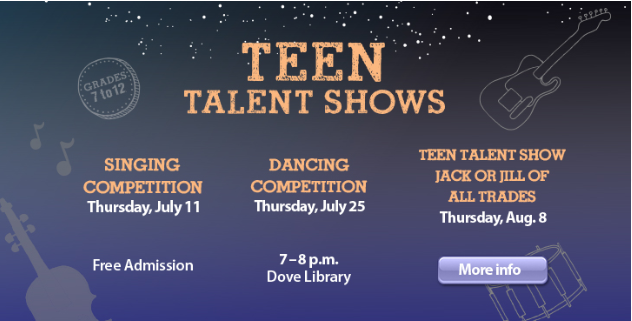 carlsbadlibrary's tweet photo. Are you watching @NBCSongland? Are you going into 7th grade and up? Sign up for the Teen Talent Show on July 11 and sing a cover or your own songs. The event takes place @carlsbadlibrary Dove location. Email librarian@carlsbadca.gov for more details. #sing #things2doincbad #teens https://t.co/ArlquNywYn