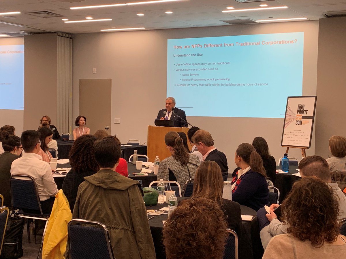 CushWakeNYC's tweet photo. This morning, @CushWake's David Lebenstein along with Kate Sherwood of @gensler_design & Hon. Judy Harris Kluger of @sffny spoke on a panel at @NYN_media's #OpCon2019 event. The panel discussed what #nonprofits should consider when making #realestate decisions. https://t.co/n7Q4Jb6rW9