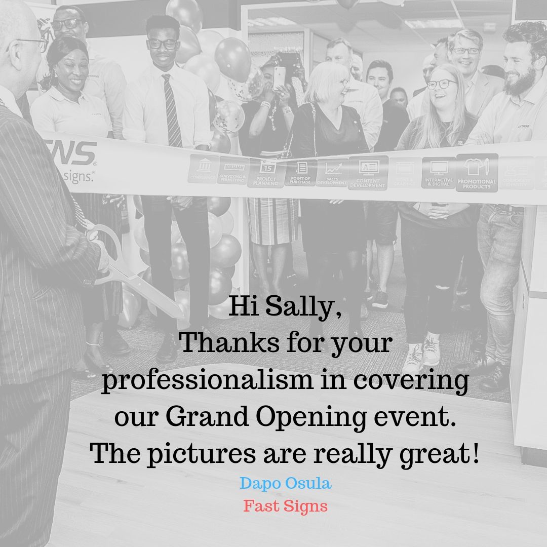 Photography_SG's tweet photo. Most enjoyable photographing Dapo's Fast Sign Grand Opening , I have received some very nice words ... #eventphotography #southamptonphotographer #fastsigns #events #newbusiness #business #marketingimages #testimonial https://t.co/L4o4vmHpDW