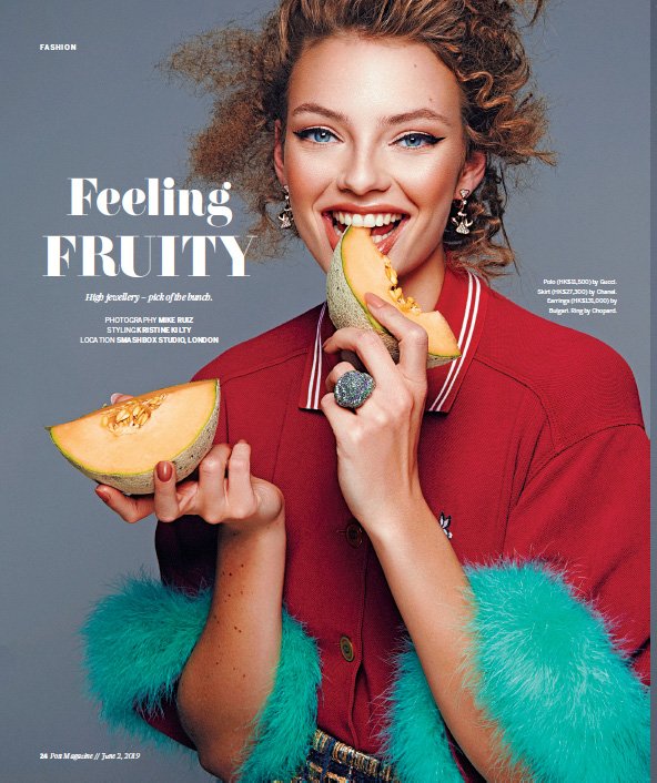 TerriManduca's tweet image. We are loving this fresh and fruity shoot with nails by Joanna Newbold Manicurist for SCMP Style and Post Magazine!

#manicurist #nails #fullcovertips #postmagazine #nailsofinstagram #scratchstars19 #model #fruit #chaumet #highjewellery #chanel #photoshoot #magazine #photography