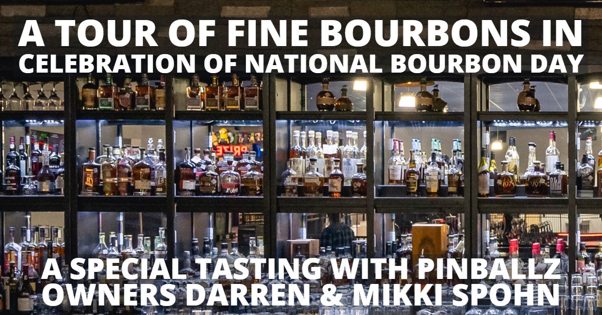 #NationalBourbonDay is tomorrow! Don't miss your chance to sample some of the finest bourbons available at The Whiskey Bar at Lake Creek!

Tickets are $20 and include 4 bourbons PLUS a sampler charcuterie board!

Must be 21+ w/ valid ID.

Tickets: pinballz.com/NBD2019