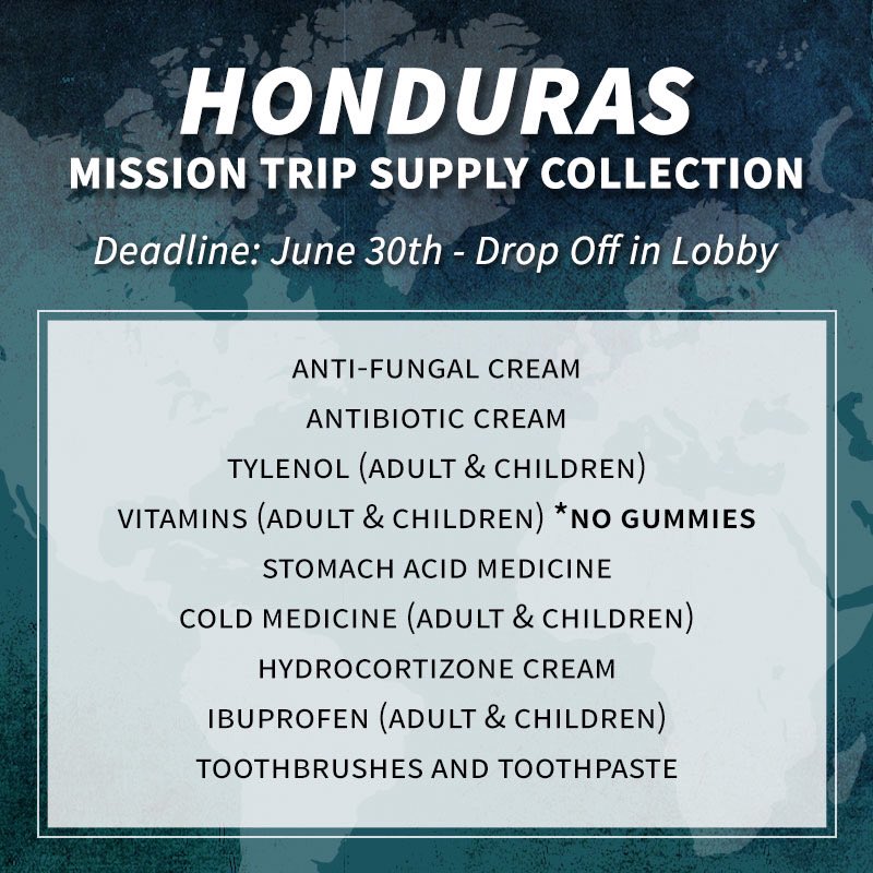 TheGCClayton's tweet photo. We have two more mission trips that need our help collecting supplies! Are you out and about today running errands for the weekend? Pick a few of these up and drop them off in the lobby on Sunday! https://t.co/kVL3TaF45m