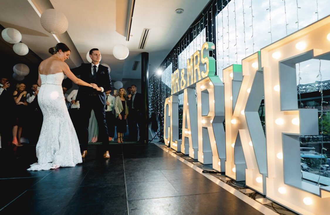 Just in case you missed them, here are our letters looking fabUlous last weekend at the wedding of Mr &amp; Mrs CLARKE at the lovely <a href="/castlefield92/">The Castlefield Rooms</a> 💡Courtesy of the team at @ProValentine 💗 #dancefloor #photography #lightupletters #wedding
