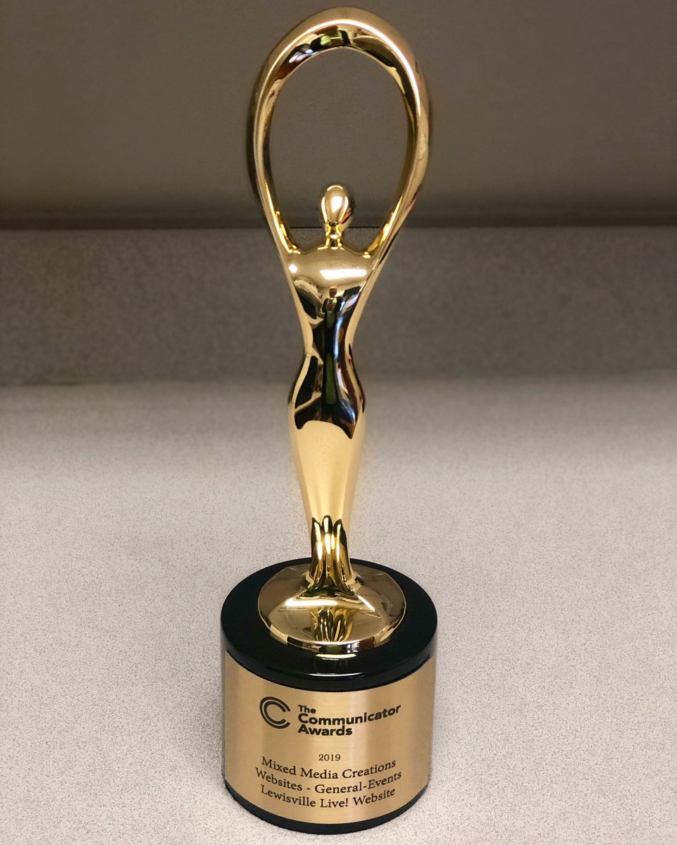 MMCTweet's tweet photo. #TeamMixedMedia is honored to receive a Communicator Award for our work with Lewisville Live. We created and have been maintaining https://t.co/iZXeOZs4c4, which promotes all of the local live music events and venues, and are thrilled to receive recognition for our work! https://t.co/y0azQ4L88d