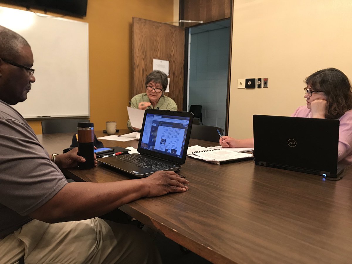 Rev_Kyle_Taylor's tweet photo. Mtg with faculty Handbook revision and self-study committees @MarciaLuann @pawneeguy @baconecollege https://t.co/vqJldGltSc