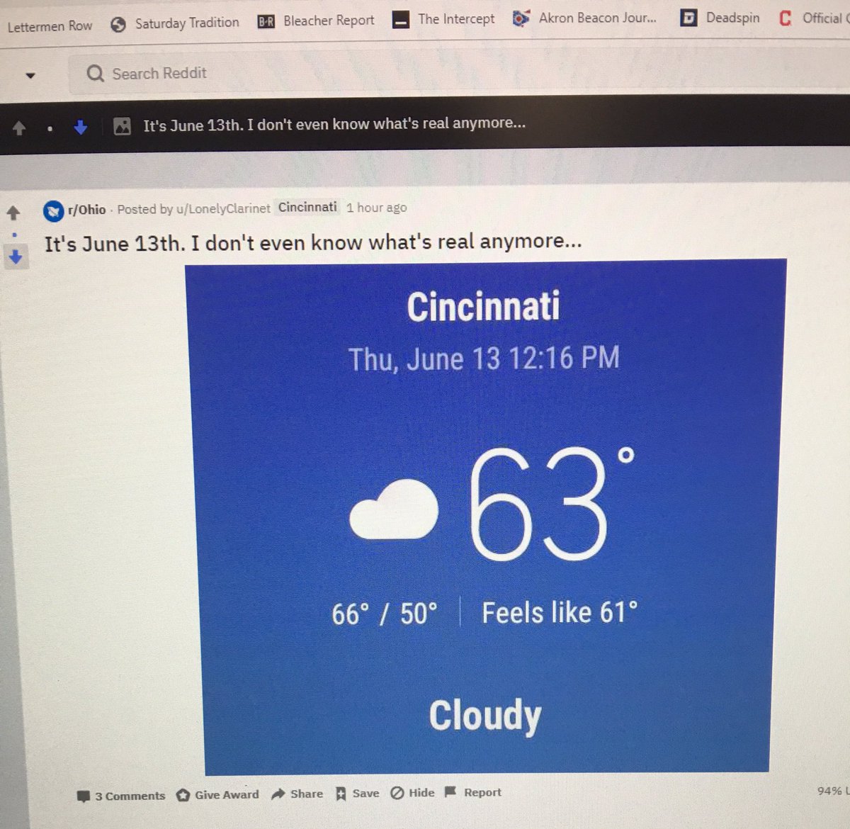 Bugnificent_'s tweet photo. I’ve always found r/ohio to be one of the shittiest subreddits but this takes the cake for the least noteworthy post I’ve seen yet https://t.co/TdmTeWWJG3
