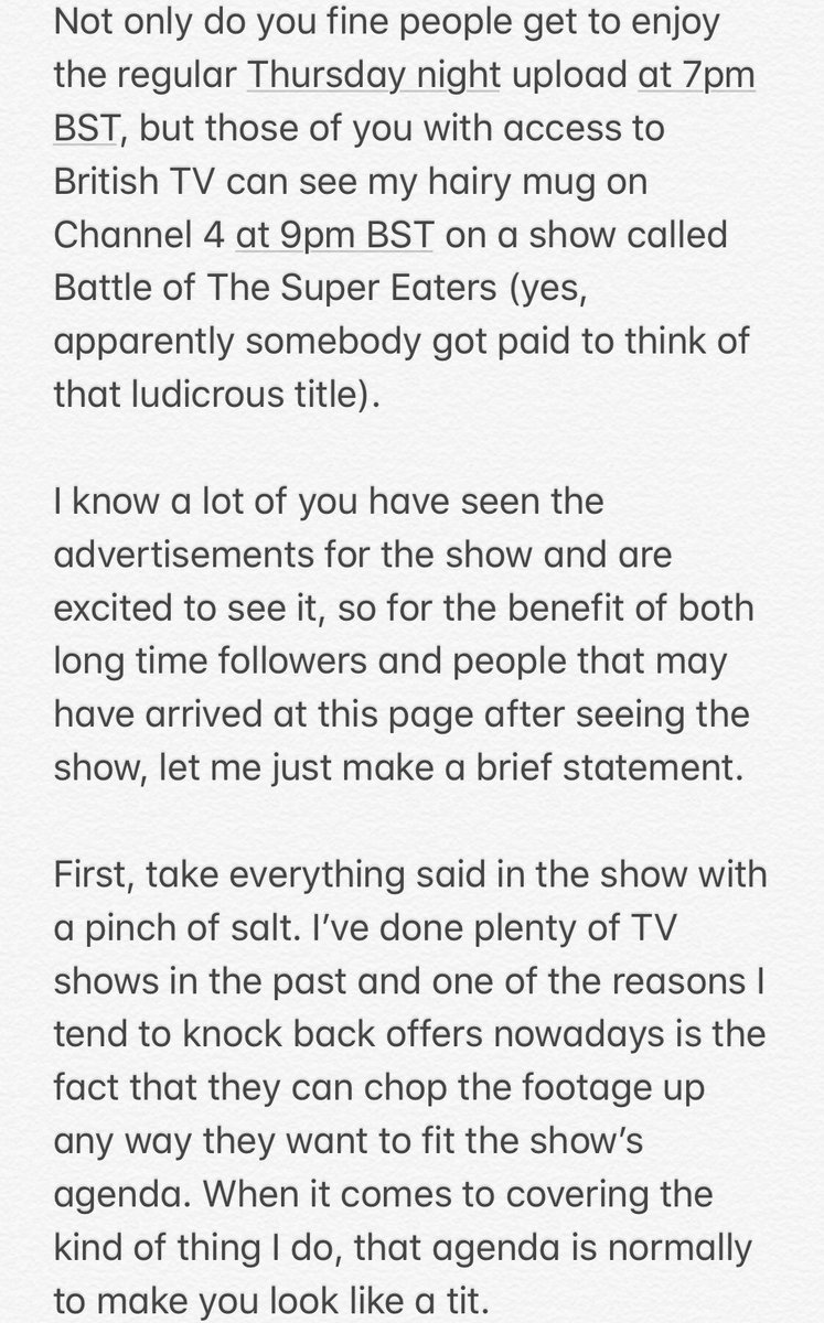 beardmeatsfood's tweet image. A lot of the British contingent know that they’re getting a double dose tonight...Pt.2 of the New Orleans mini-series goes up at 7pm BST, then I’m on TV on Channel 4 at 9pm.

Since I haven’t seen the show and don’t know how much I will see, here’s a quick statement about it...